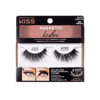 KISS Magnetic Lashes, Crowd Pleaser, 1 Pair of Synthetic False Eyelashes With 5