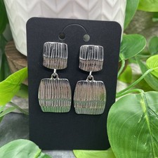 2  Silver-tone Earring Set Clip-On Non-Pierced Boho Retro Dangle New B1383
