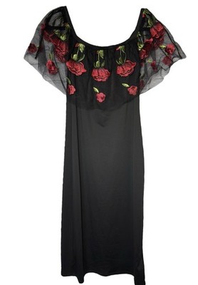 green emerald velvet dress Spaghetti Strap Long Dress with Embroidered Tulle Overlay EU40 / Mosoon