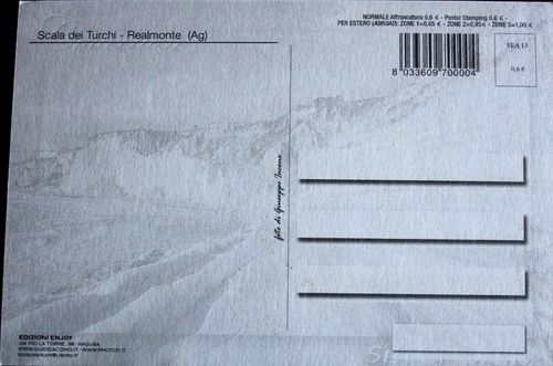 CARTOLINA SICILIA REALMONTE SCALA DEI TURCHI. MARE. NON VIAGGIATA - Afbeelding 2 van 2