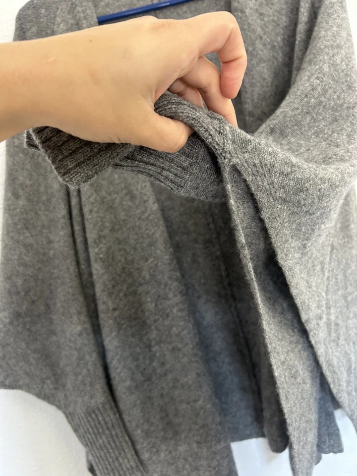 Cárdigan suéter sutil de lujo gris lana de yak cachemir talla S/M para mujer Foto 4 de 4