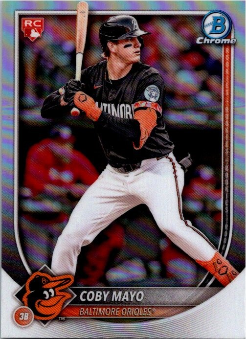 2025 Bowman #37 Coby Mayo Bowman Chrome Red Rookie Logo