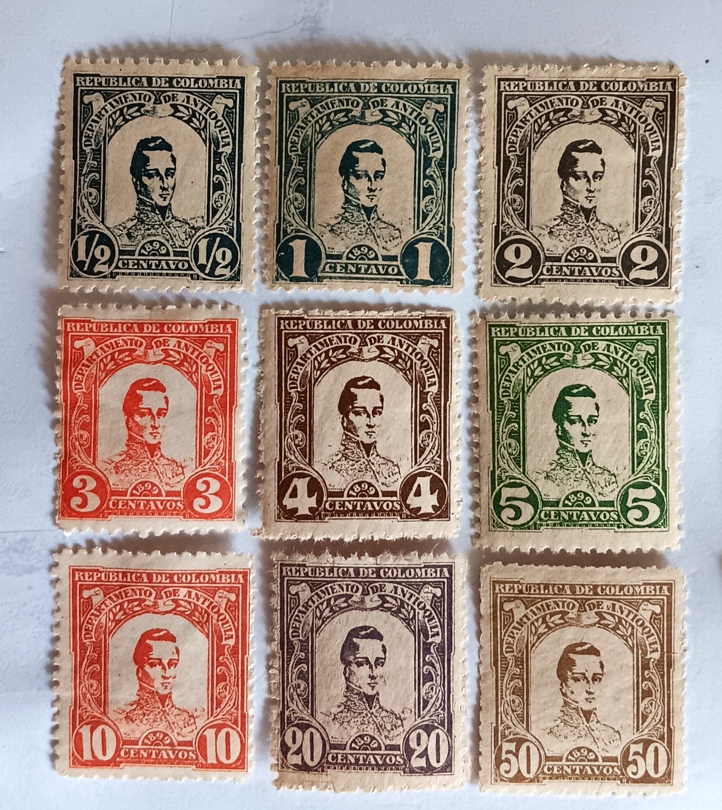 Colombia-Antioquia 1899 collection of unused /LH Perf. & imperf. Stamps #117-125