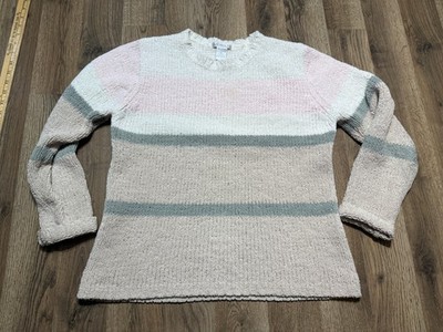 Claudia D Sweater, Women's Size Small, White Pink Green, Pullover, Knit