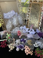 Vintage Pink Ivory Satin Ribbon Milinary Rose Flowers Wire Stem Wedding Crafts 