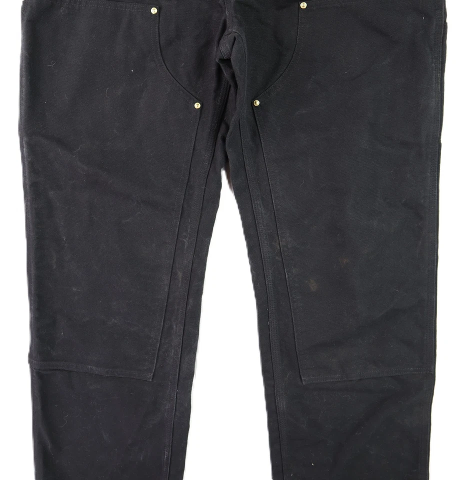 CARHARTT B01 USA Men's 33 x 31 Black Canvas Duck Double Knee Carpenter Pants - Image 3 of 4