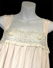 Vtg Carole Hochman Nightgown Size Small Sleeveless Pale Pink Nylon