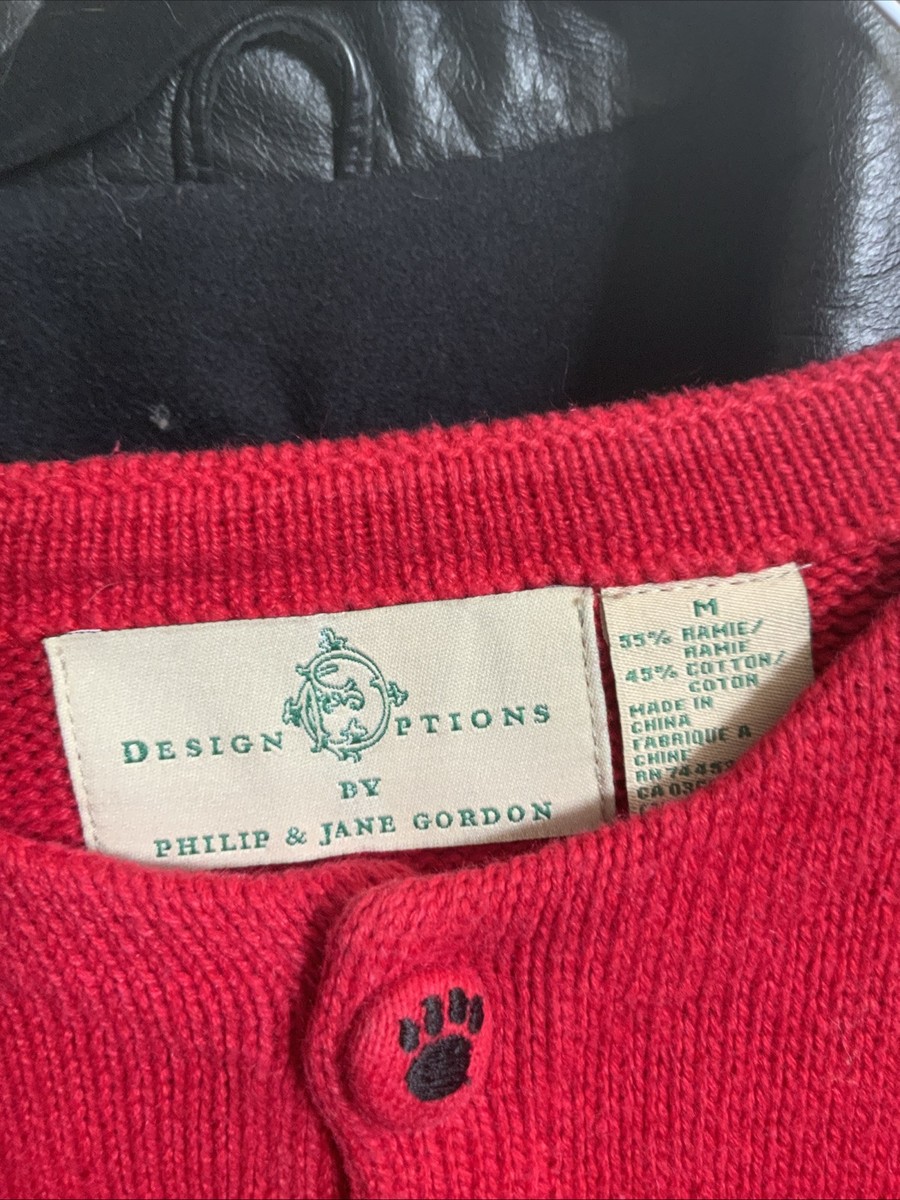 … Design Options Philip & Jane Gordon Red Cat Sweater Cardigan