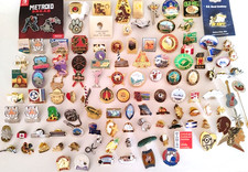 Vintage to Now 100 Lapel Pin Lot Hat Enamel Souvenir Travel Sports Rodeo Misc.