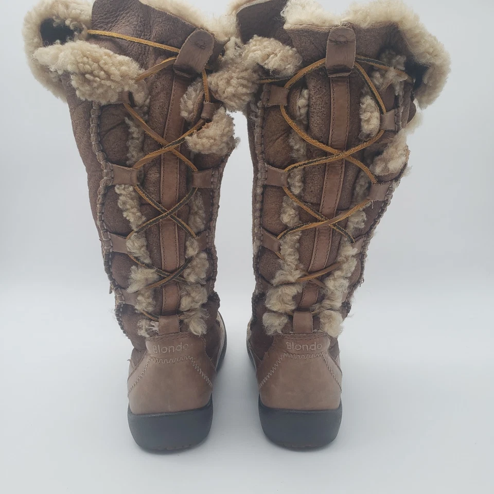 Botas de cuero marrón hasta la rodilla Blondo Canada Snowtrail forradas en piel de oveja 7,5 Foto 3 de 4