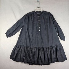 J Crew Dress Womens Small Black All Cotton Lightweight Layer Oversized Trendy