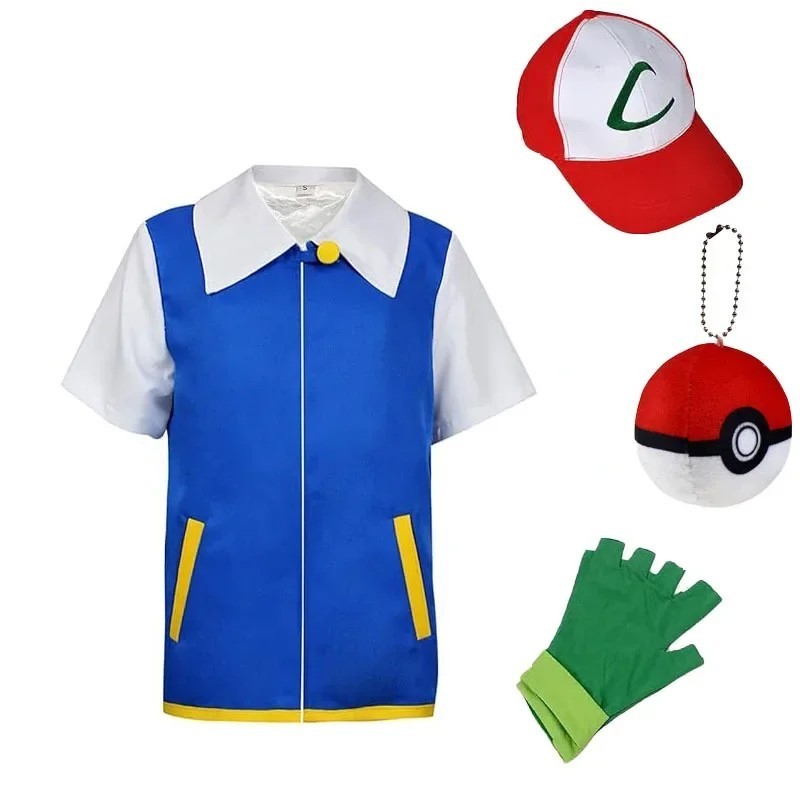Men's Anime Trainer Cosplay Costume Ash Ketchum Halloween Outfit Boys Girls image 4