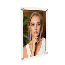 FixtureDisplays 8.5" X 11" Modern Acrylic Picture Frame with Standoff Hardware