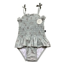 NWT-Gerber Modern Moments Baby Girl Swimsuit with Ruffles Size 12M UPF 50 Green