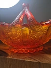 VIntage Fenton Amberina art glass basket