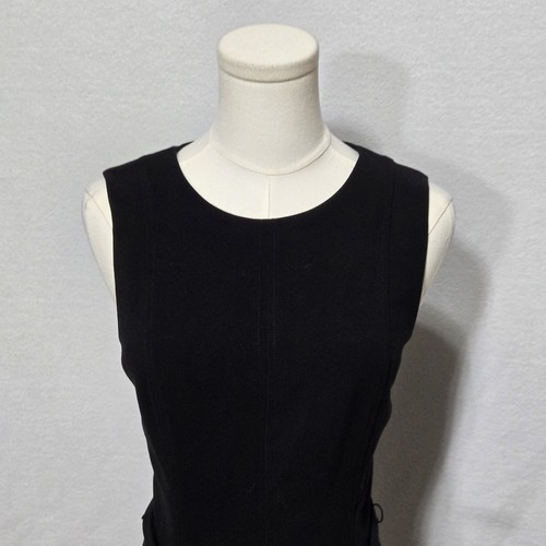 White House Black Market Dress Womens 10 Black Sleeveless Belted Lined Classic - Picture 3 of 13