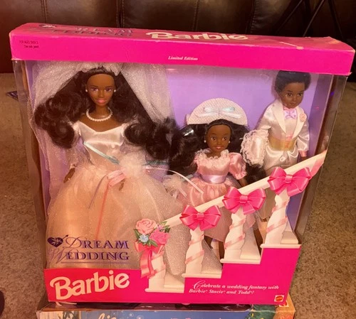 Xmas Vintage Dream Wedding Barbie Stacie Todd African American Set NRFB! #10713