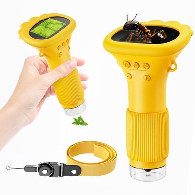 Kids Microscope Digital Camera, 1000X Handheld Camera for Yellow 