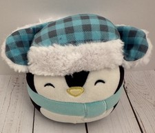 Squishmallow Luna the Penguin with Trapper Hat Scarf 5 Plush EUC