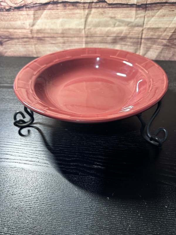Longaberger "Woven Traditions Paprika" Pasta Serving Bowl 12 Inch With Stand
