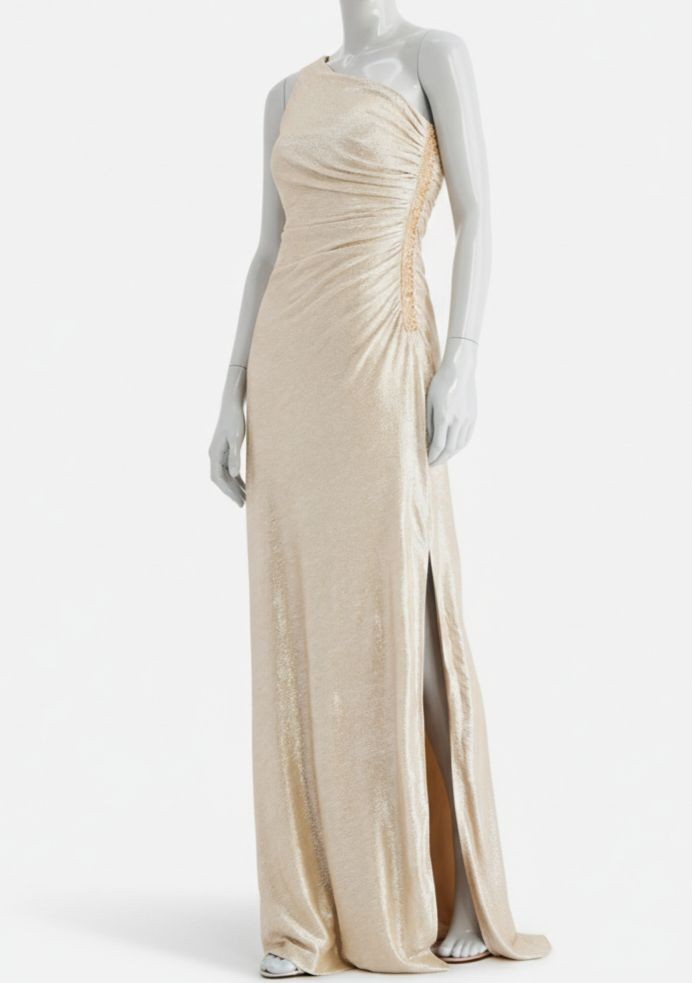 Calvin Klein Womens Gold One-Shoulder Metallic Dress Size 16 | eBay
