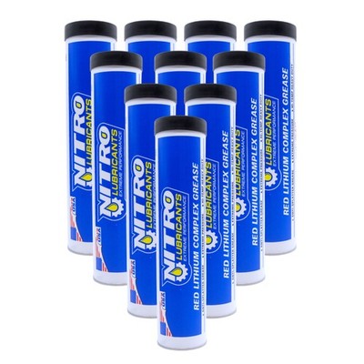 Nitro Lubricants Red Lithium Grease   14oz Heavy-Duty, Multi-Purpose (10-Pack)