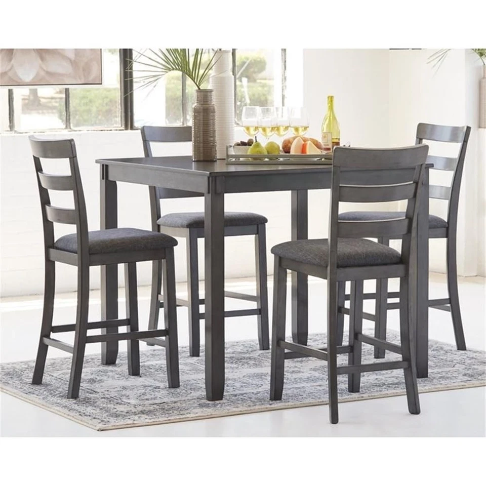 Signature Design by Ashley Bridson 5 Piece Square Dining Table Set in Gray - Image 2 of 4