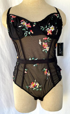 INC BLACK..SHEER..EMBROIDERED..UNDERWIRE..ONE PIECE..BODYSUIT..LINGERIE..NWT L
