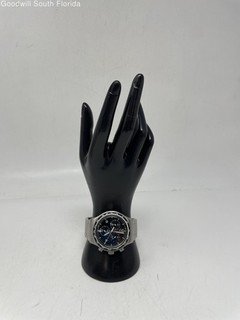 Swatch Men's Silver Tone Stainless Steel Black Face Dial Watch (NCL)