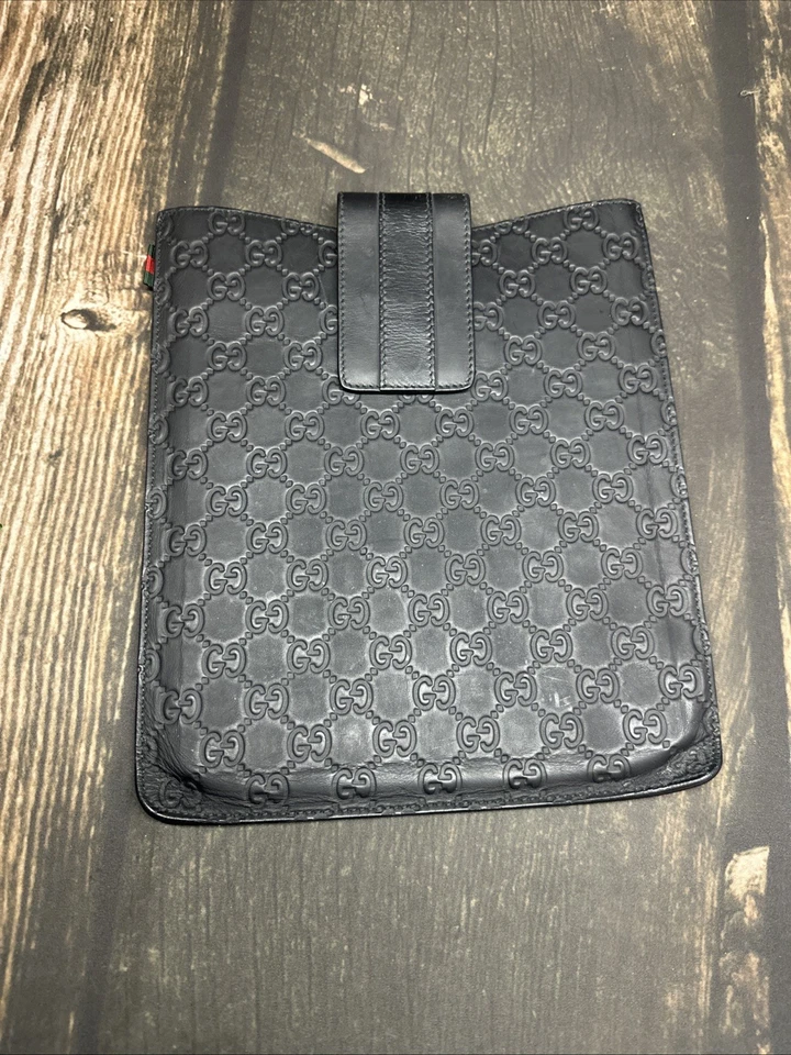 Gucci Cuero Negro Guccissima iPad Estuche/Portacumentos Foto 3 de 4
