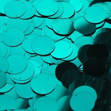 Round Sequin 20mm Top Hole Emerald Green Metallic Paillettes. Made in USA