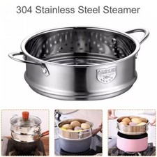1X Stainless Steel Vegetable Steamer with Handle Basket Sum Dumplings Steamer