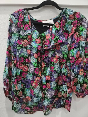 87% OFF BA&SH Womens Floral Print  V-Neck Shirt Blouse Top Size XS 2021