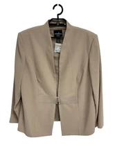 Positive Attitude Women's Long Sleeve Cream Open Small Button Up Blazer Size 18