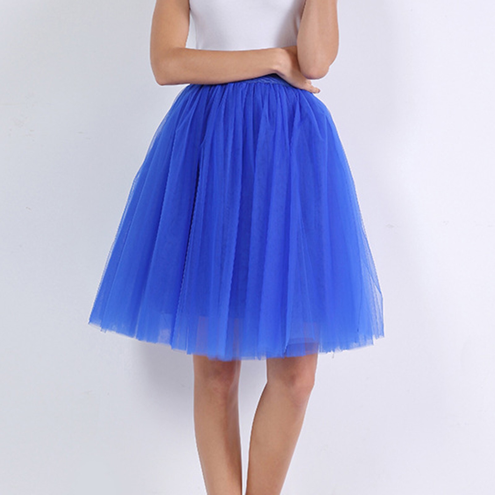 Women Tulle Skirts Knee Length Ladies Tutu Layered Short Prom Party