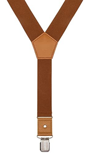 Suspenders for Men Adjustable Y Back Elastic with Strong Clips 47 inches Brown - Picture 2 of 6