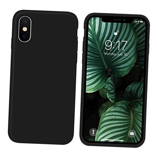 OuXul Case for iPhone X/iPhone Xs Case Liquid Silicone Gel Rubber Phone Black