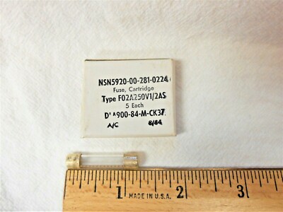 Sight Master Cartridge Fuses Type F02A250V1/2AS; Box of 5