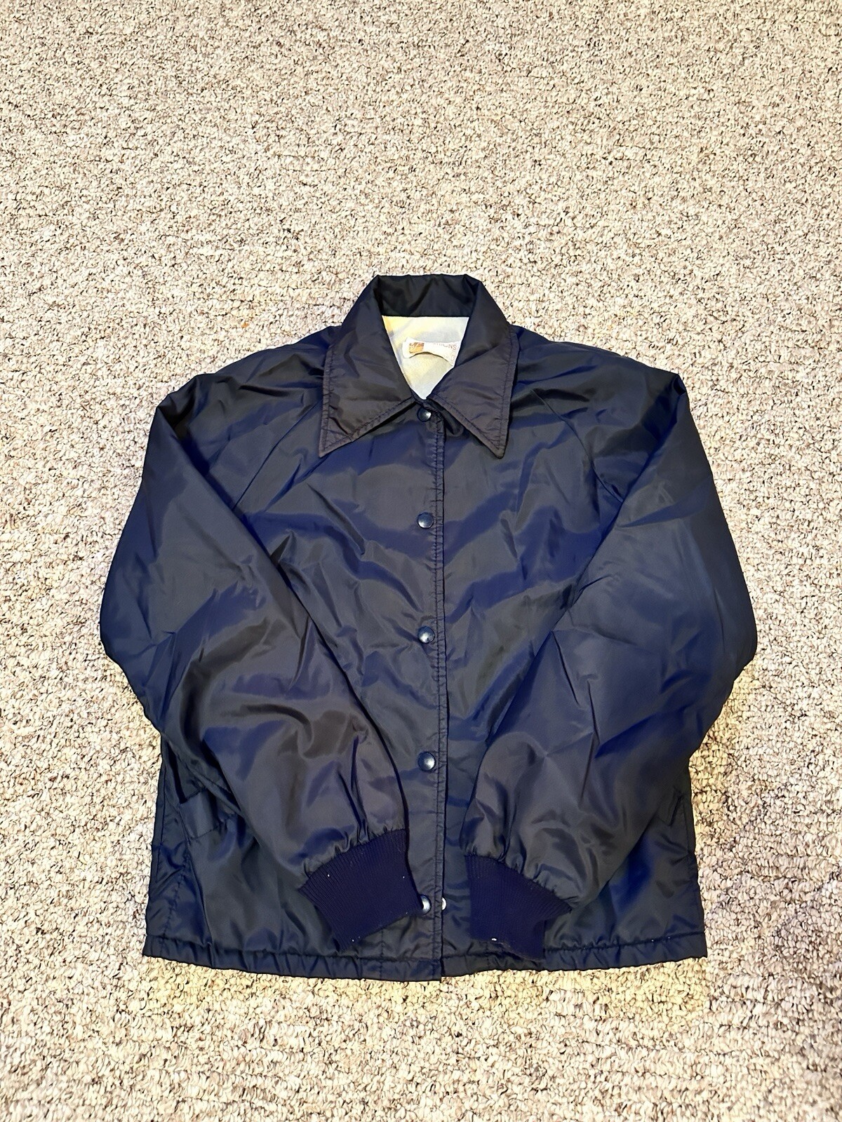 vintage navy bomber jacket, made in the U.S.A.