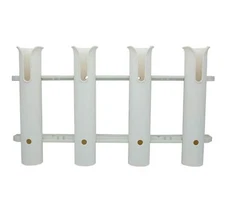 Wall Mounted Fishing Rod Rack – White 4-Pole Holder for Secure Organization