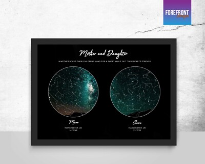 Personalisierte Mutter/Kind Sternenkarte - perfektes Geschenk zum Muttertag/Oma Geschenk