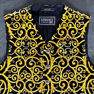 VERSACE CLASSIC V2 black & gold velvet vest Barocco size IT VERSACE CLASSIC V2 black & gold velvet vest Barocco size IT