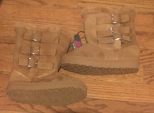Bobbie Brooks Girls Brown Cute Boots Buckle Youth S 11-12 Faux Fur Trim NWT 400