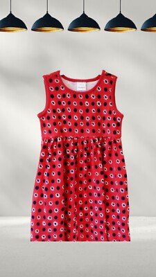 Ex Hanna Andersson Mädchen ärmelloses Jerseykleid mit Blumenmuster in Rot