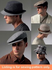 SEWING PATTERN Sew Mens Hats Fedora Newsboy F...