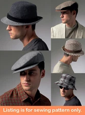 SEWING PATTERN Sew Mens Hats Fedora Newsboy Flat Cap Bucket Hat Vintage 8869