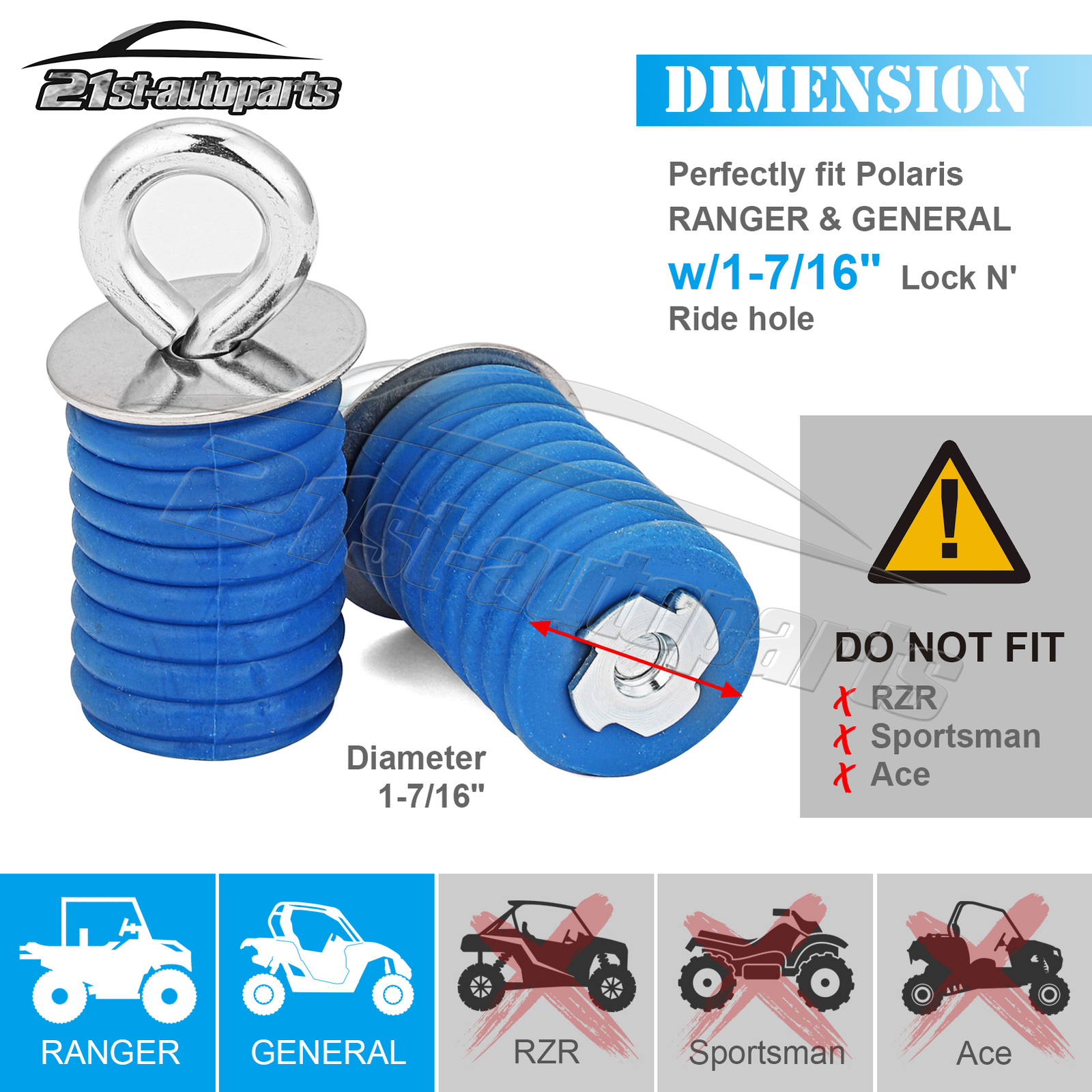 For Polaris General Ranger Crew Tie Down Anchors Lock Ride Holes Mount