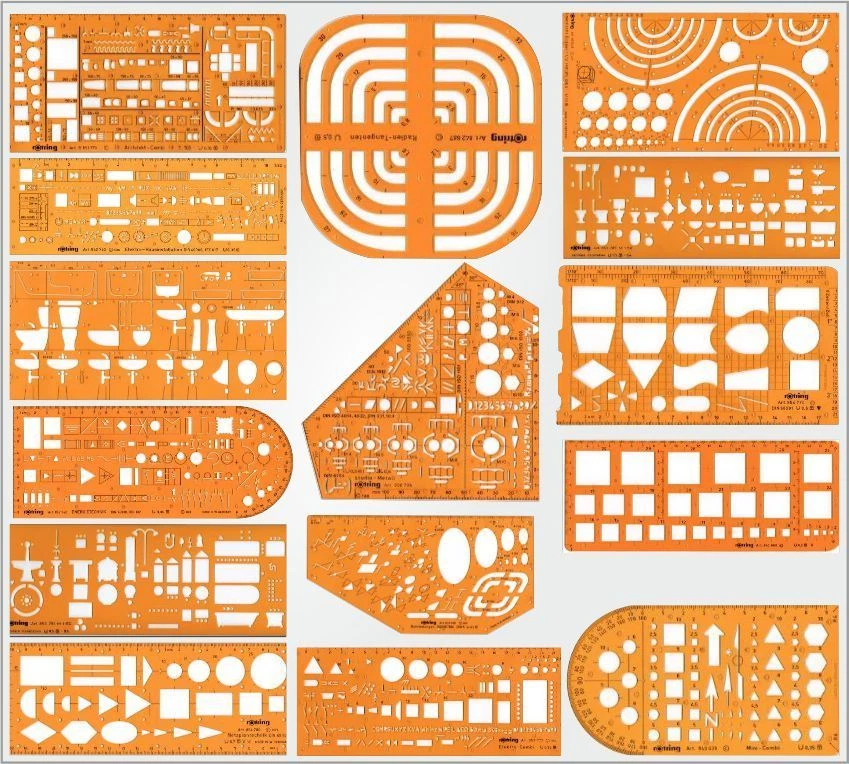 ROTRING Zeichenschablonen Technisches Zeichnen Schriftschablone Ellipsen Elektro