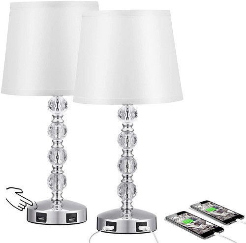 2x Lamparas De Mesa Luces Elegante Modernas Cristal Para Sala Dormitorio Cocina