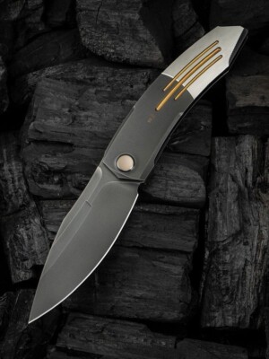 We Knife Co Ltd Sine Wave Folding Knife 3.88'' M390 Steel Blade Titanium Handle